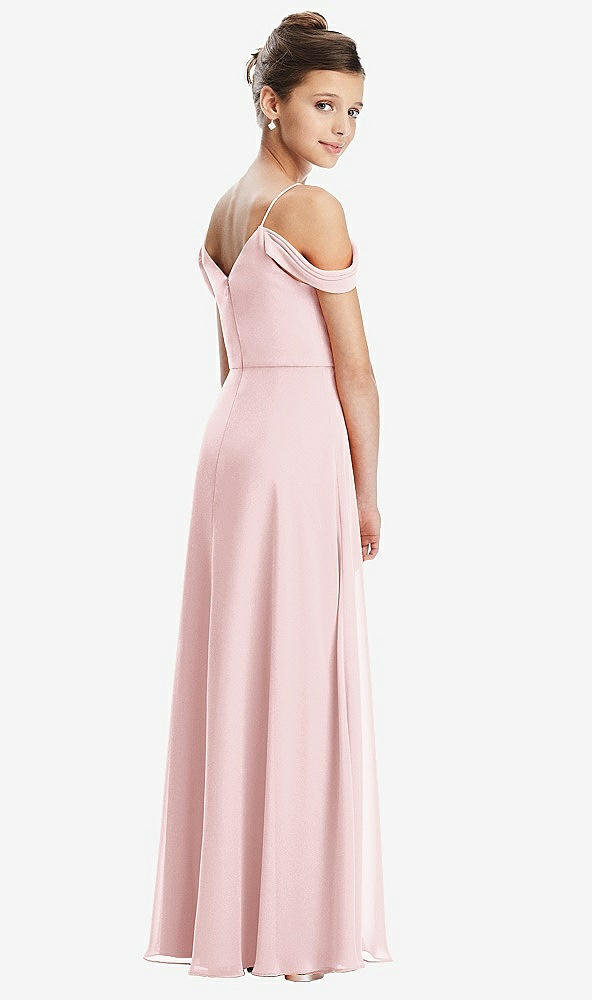 Back View - Ballet Pink Draped Cold Shoulder Chiffon Juniors Dress