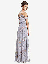 Rear View Thumbnail - Butterfly Botanica Silver Dove Draped Cold Shoulder Chiffon Juniors Dress