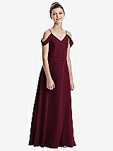 Front View Thumbnail - Cabernet Draped Cold Shoulder Chiffon Juniors Dress