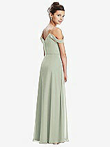 Rear View Thumbnail - Celadon Draped Cold Shoulder Chiffon Juniors Dress