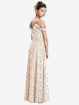 Rear View Thumbnail - Coquette Floral Print Draped Cold Shoulder Chiffon Juniors Dress