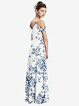 Rear View Thumbnail - Cottage Rose Dusk Blue Draped Cold Shoulder Chiffon Juniors Dress