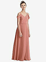 Front View Thumbnail - Desert Rose Draped Cold Shoulder Chiffon Juniors Dress