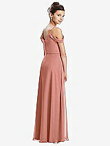 Rear View Thumbnail - Desert Rose Draped Cold Shoulder Chiffon Juniors Dress