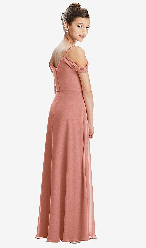 Back View - Desert Rose Draped Cold Shoulder Chiffon Juniors Dress