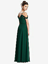 Rear View Thumbnail - Hunter Green Draped Cold Shoulder Chiffon Juniors Dress