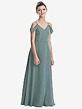 Front View Thumbnail - Icelandic Draped Cold Shoulder Chiffon Juniors Dress