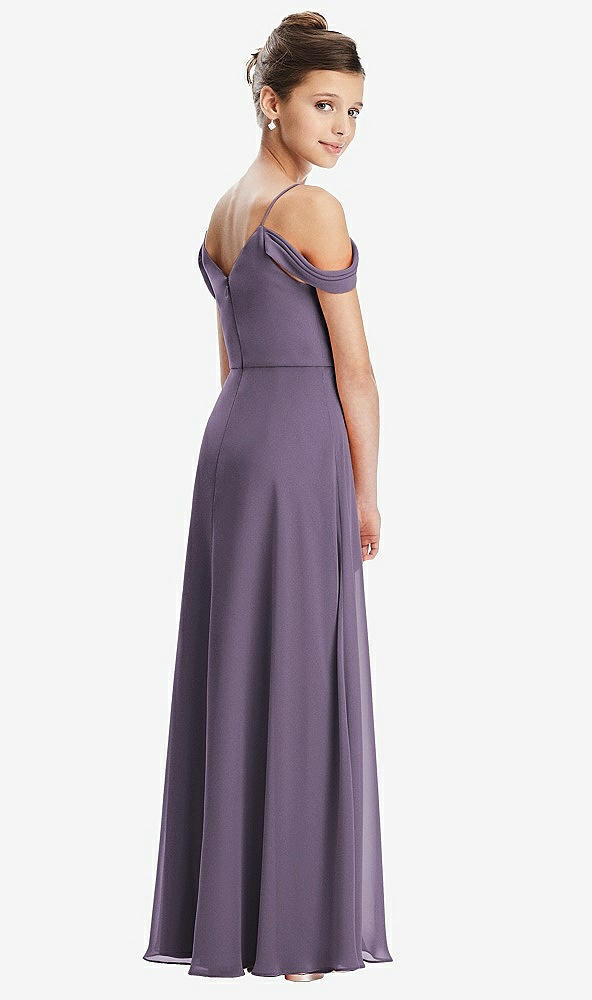 Back View - Lavender Draped Cold Shoulder Chiffon Juniors Dress