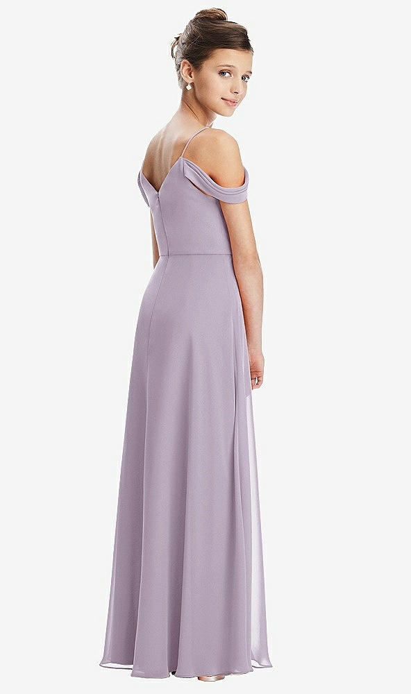 Back View - Lilac Haze Draped Cold Shoulder Chiffon Juniors Dress