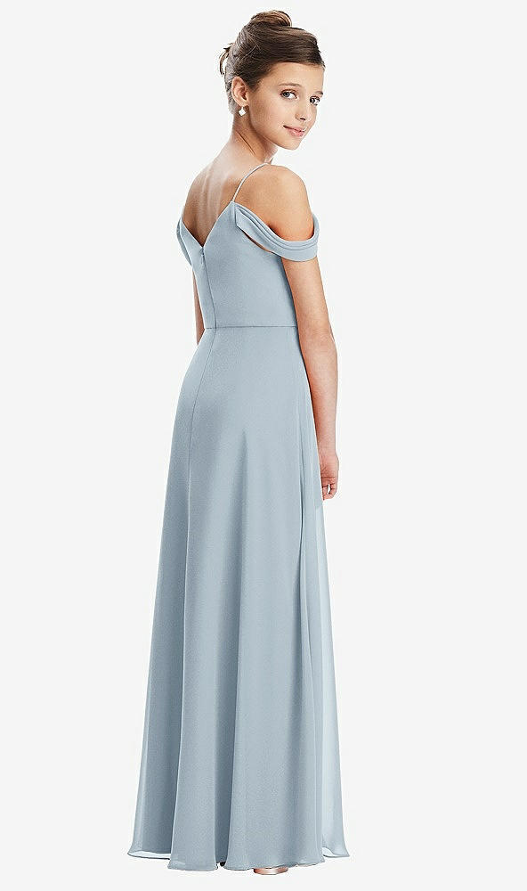 Back View - Mist Draped Cold Shoulder Chiffon Juniors Dress