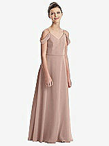 Front View Thumbnail - Neu Nude Draped Cold Shoulder Chiffon Juniors Dress