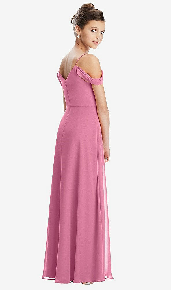 Back View - Orchid Pink Draped Cold Shoulder Chiffon Juniors Dress