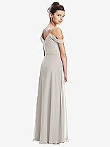 Rear View Thumbnail - Oyster Draped Cold Shoulder Chiffon Juniors Dress