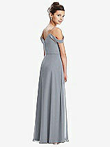 Rear View Thumbnail - Platinum Draped Cold Shoulder Chiffon Juniors Dress