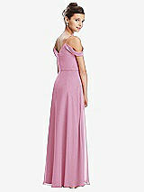 Rear View Thumbnail - Powder Pink Draped Cold Shoulder Chiffon Juniors Dress