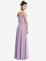 Rear View Thumbnail - Pale Purple Draped Cold Shoulder Chiffon Juniors Dress