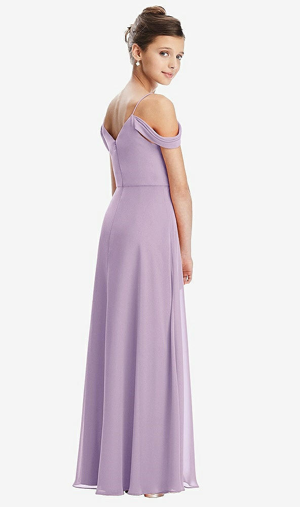 Back View - Pale Purple Draped Cold Shoulder Chiffon Juniors Dress