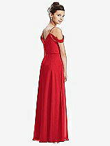 Rear View Thumbnail - Parisian Red Draped Cold Shoulder Chiffon Juniors Dress