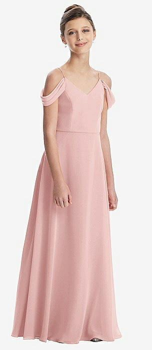 Rose Pantone Rose Quartz Spaghetti Strap Junior Bridesmaid Dresses