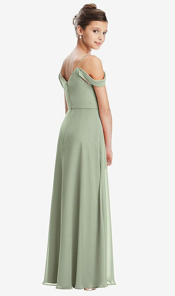 Back View - Sage Draped Cold Shoulder Chiffon Juniors Dress