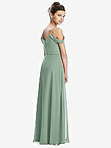 Rear View Thumbnail - Seagrass Draped Cold Shoulder Chiffon Juniors Dress