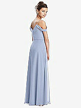 Rear View Thumbnail - Sky Blue Draped Cold Shoulder Chiffon Juniors Dress