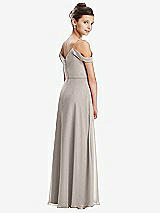 Rear View Thumbnail - Taupe Draped Cold Shoulder Chiffon Juniors Dress