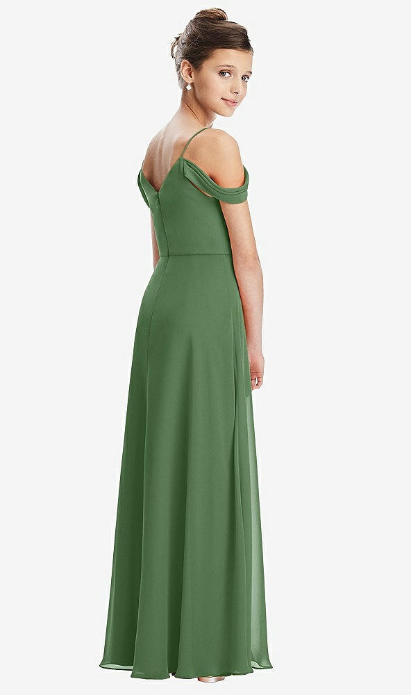 Back View - Vineyard Green Draped Cold Shoulder Chiffon Juniors Dress