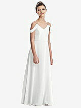 Front View Thumbnail - White Draped Cold Shoulder Chiffon Juniors Dress