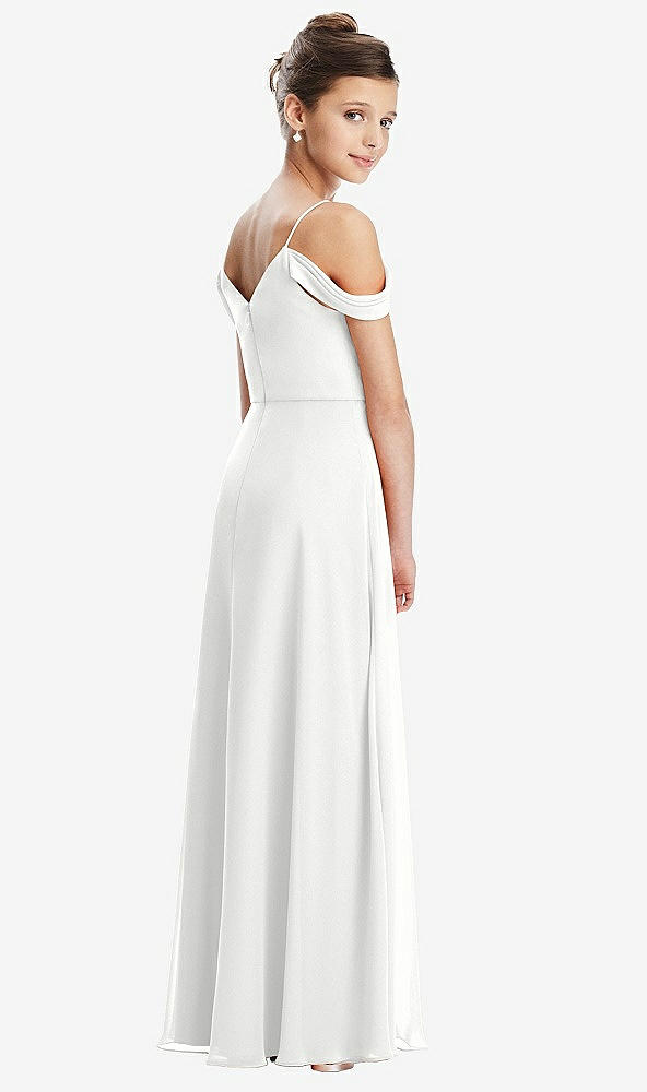 Back View - White Draped Cold Shoulder Chiffon Juniors Dress