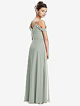 Rear View Thumbnail - Willow Green Draped Cold Shoulder Chiffon Juniors Dress