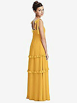 Rear View Thumbnail - NYC Yellow Tie-Shoulder Juniors Dress with Tiered Ruffle Skirt