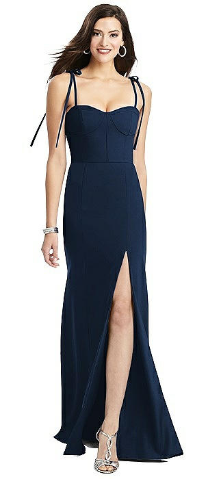 Bustier Crepe Gown with Adjustable Bow Straps