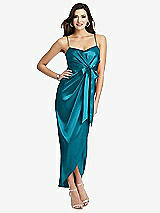 Front View Thumbnail - Oasis Faux Wrap Midi Dress with Draped Tulip Skirt