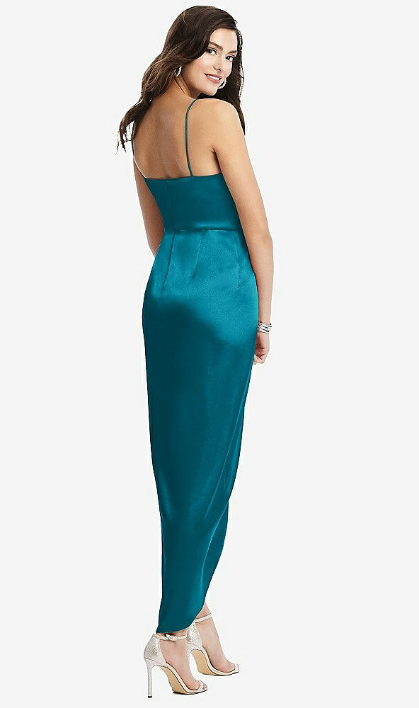 Back View - Oasis Faux Wrap Midi Dress with Draped Tulip Skirt