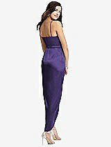 Rear View Thumbnail - Regalia - PANTONE Ultra Violet Faux Wrap Midi Dress with Draped Tulip Skirt