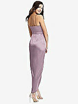 Rear View Thumbnail - Suede Rose Faux Wrap Midi Dress with Draped Tulip Skirt