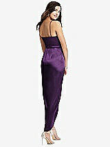 Rear View Thumbnail - African Violet Faux Wrap Midi Dress with Draped Tulip Skirt