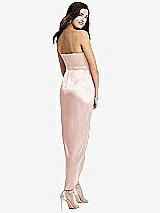 Rear View Thumbnail - Blush Faux Wrap Midi Dress with Draped Tulip Skirt