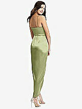 Rear View Thumbnail - Mint Faux Wrap Midi Dress with Draped Tulip Skirt