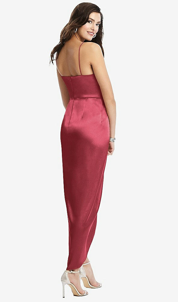 Back View - Nectar Faux Wrap Midi Dress with Draped Tulip Skirt