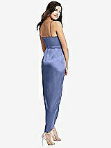 Rear View Thumbnail - Periwinkle - PANTONE Serenity Faux Wrap Midi Dress with Draped Tulip Skirt