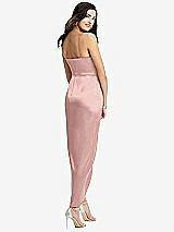 Rear View Thumbnail - Rose Quartz Faux Wrap Midi Dress with Draped Tulip Skirt