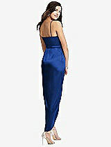 Rear View Thumbnail - Sapphire Faux Wrap Midi Dress with Draped Tulip Skirt