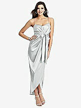 Front View Thumbnail - Sterling Faux Wrap Midi Dress with Draped Tulip Skirt