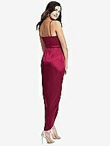 Rear View Thumbnail - Valentine Faux Wrap Midi Dress with Draped Tulip Skirt