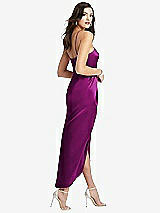 Rear View Thumbnail - Persian Plum Halter Midi Dress with Draped Tulip Skirt