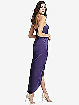 Rear View Thumbnail - Regalia - PANTONE Ultra Violet Halter Midi Dress with Draped Tulip Skirt