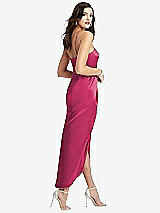 Rear View Thumbnail - Shocking Halter Midi Dress with Draped Tulip Skirt