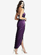 Rear View Thumbnail - African Violet Halter Midi Dress with Draped Tulip Skirt